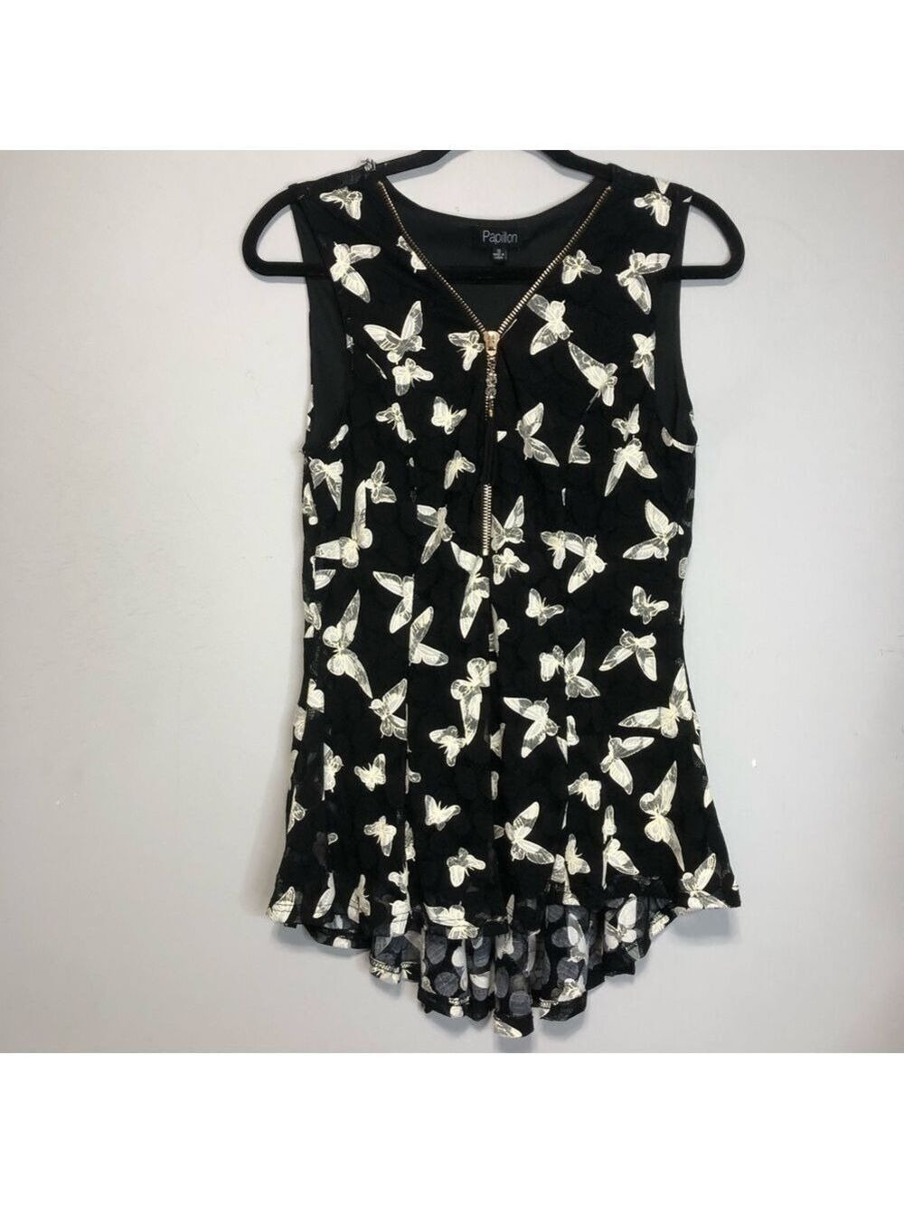 PAPILLON Sleeveless Butterfly Lace Blouse, size S